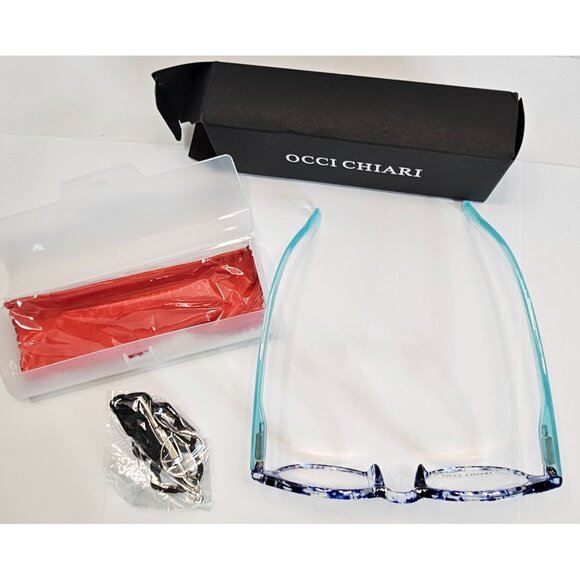 Occi Chiari Blue Reading Glasses +1.00 Power Unisex Round Design Marble Style - Picture 5 of 8